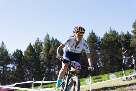 Vallnord, La Massana, Andorra. 17 July 2018. XCO MOUNTAIN BIKE MASTER WORLD CUP 2018, UCI, Mountain Bike World Cup MAsters 2018, Vallnord Andorra. 17/07/2018 Credit: Martin Silva Cosentino / Alamy Live Newsのeditorial素材