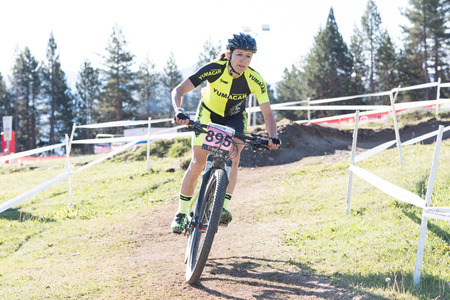 Vallnord, La Massana, Andorra. 17 July 2018. XCO MOUNTAIN BIKE MASTER WORLD CUP 2018, UCI, Mountain Bike World Cup MAsters 2018, Vallnord Andorra. 17/07/2018 Credit: Martin Silva Cosentino / Alamy Live Newsのeditorial素材