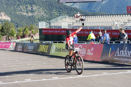 Vallnord, La Massana, Andorra. 17 July 2018. XCO MOUNTAIN BIKE MASTER WORLD CUP 2018, UCI, Mountain Bike World Cup MAsters 2018, Vallnord Andorra. 17/07/2018 Credit: Martin Silva Cosentino / Alamy Live Newsのeditorial素材