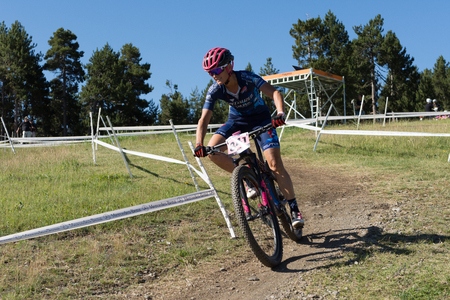 Vallnord, La Massana, Andorra. 17 July 2018. XCO MOUNTAIN BIKE MASTER WORLD CUP 2018, UCI, Mountain Bike World Cup MAsters 2018, Vallnord Andorra. 17/07/2018 Credit: Martin Silva Cosentino / Alamy Live Newsのeditorial素材