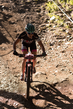 Vallnord, La Massana, Andorra. 17 July 2018. XCO MOUNTAIN BIKE MASTER WORLD CUP 2018, UCI, Mountain Bike World Cup MAsters 2018, Vallnord Andorra. 17/07/2018 Credit: Martin Silva Cosentino / Alamy Live Newsのeditorial素材