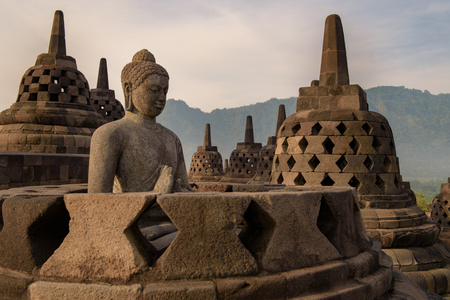 Yogyakarta, Java, Indonesia: 15 Nov 2017: Borobudur temple during the day, Yogyakarta, Java, Indonesia.の写真素材