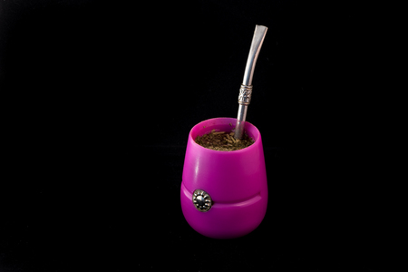 The Mate drink from Uruguay, Argentina, Paraguay and Brazil. Modern matt color rose.の写真素材