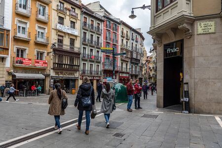 Pamplona,Navarra, Spain :-02 May 2019: Cloudy morning, Cityscape of Pamplona, Navarra, Spainのeditorial素材