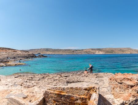 COMINO, MALTA - MAY 24, 2019 Holidays at Blue lagoon on island Comino, Maltaのeditorial素材