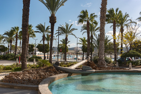 Sant Antoni de Portmany, Ibiza, Spain : NOV 8 2019 : Sunny day in the port of Sant Antoni de POrtmany, Ibiza, Spain.のeditorial素材