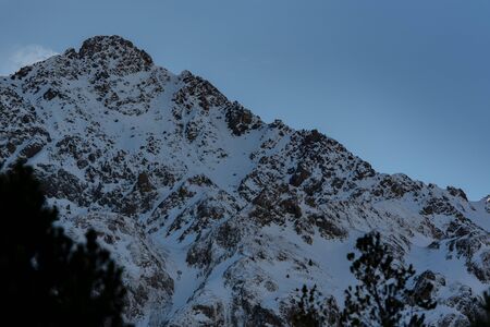 Landscape on incredible sunny day in winter in the Pyrenees in Andorra.のeditorial素材