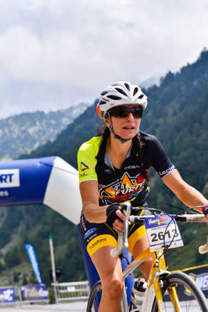 Els Cortals de Encamp, Andorra : Agust 6 2017 : Cyclists in La Purito 2017 in Andorra. Amateur race in Andorra.のeditorial素材
