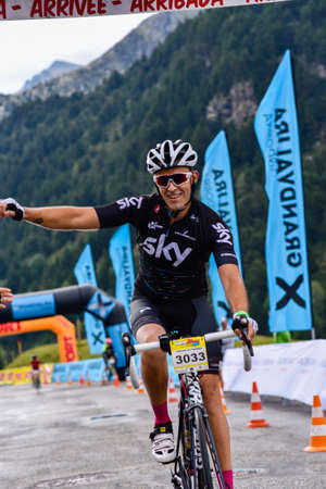 Els Cortals de Encamp, Andorra : Agust 6 2017 : Cyclists in La Purito 2017 in Andorra. Amateur race in Andorra.のeditorial素材