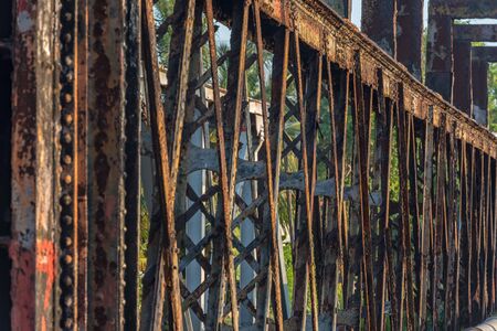 Sunshine over Bentota river, Olg Bridge, Galle district, Sri Lanka on a perfectly still day under a cloudless sky. Bentota, Sri Lanka.の写真素材