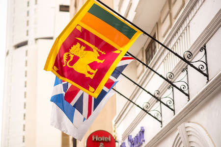 Colombo, Sri Lanka : 2019 NOV 26 : Flag of Sri Lanka in the capital of Sri Lanka in summer Colombo.のeditorial素材