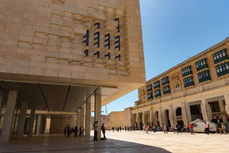 La Valleta, Malta : 2019 May 23 : Street of Valleta, Malta's capital. Cityscape in Sunny Day.のeditorial素材