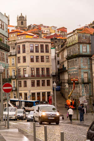 Porto, Portugal : 12 April 2016 : Old town of Porto and river Douro at sunset, Portugal.のeditorial素材