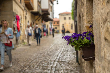 Santilana del mar, Sapin : 2019 may 09 Cloudy day in the Streets typical of old world heritage village of Santillana del Mar, Spainのeditorial素材