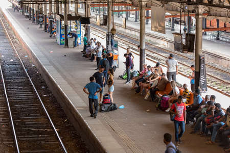 Colombo, Sri Lanka - November 14, 2019: View of  Colombo Fort Railway Station, a train station in...
