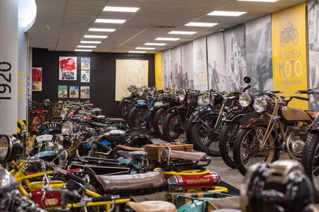 Canillo, Andorra - june 19 2020: Old motorcycles exposed on  the  Motorcyle Museum in Canillo, Andorra on June 19, 2020.のeditorial素材