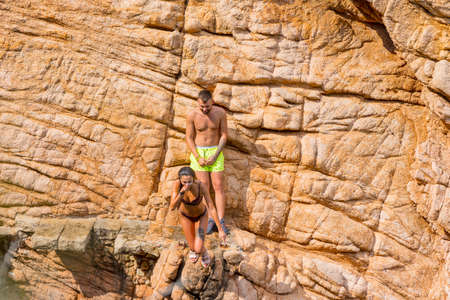 View to Village of Sant Feliu de Guixols at Costa Brava in Catalonia, Mediterranean Sea, Spainのeditorial素材