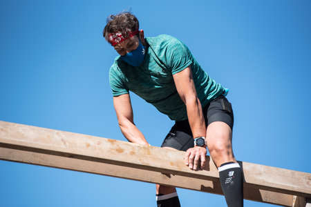 Encamp, Andorra : 2020 Sept 05 : Competitors participate in the 2020 Spartan Race obstacle racing...