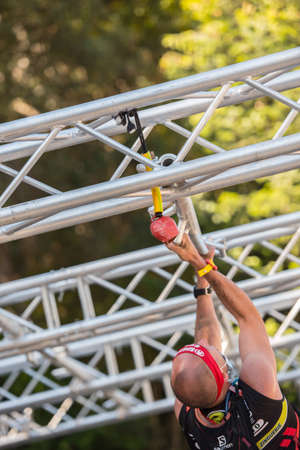 Encamp, Andorra : 2020 Sept 05 : Competitors participate in the 2020 Spartan Race obstacle racing...