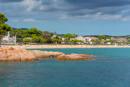 Cala Peix in thr Village of Sant Feliu  Guixols at Costa Brava in Catalonia, Mediterranean Sea,...