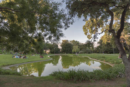 Barcelona, Spain: 2020 September 26: Peope in the Mossen Cinto Verdaguer Gardens in Montjuic in Barcelona on Summer 2020.のeditorial素材