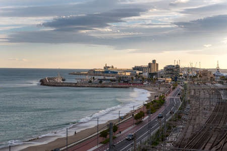 Tarragona, Spain: 2020 September 27: Views of the port of the city of Tarragona in summer in Spain.のeditorial素材