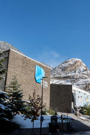 Canillo, Andorra: 2019 February 01: Snowy sunrise in the town of Canillo in Winter. Canillo, Andorra