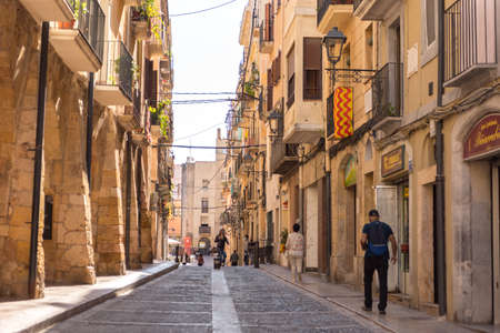 Tarragona, Spain: 2020 September 27: Sunny day in Tarragona old Town in Spainのeditorial素材