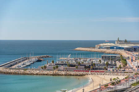 Tarragona, Spain: 2020 September 27: Views of the port of the city of Tarragona in summer in Spain.