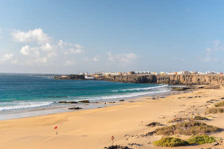 Coast in Fuerteventura at El Cotillo in the Canary Islands, Spain.の写真素材