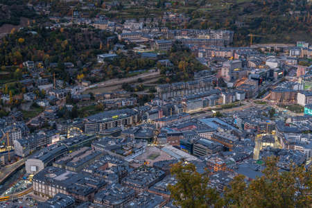 Andorra la Vella, Andorra: 2020 October 30: Cityscape on the Sunset in Andorra La Vella, capital of Andorra in Autumnのeditorial素材