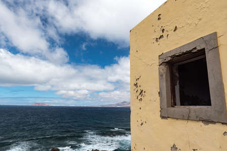 Lighthouse on Isla Lobos in Fuerteventura in summer 2020.