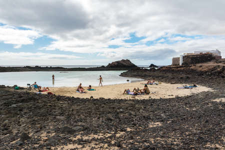 Isla Lobos, Fuerteventura, Spain: 2020 October 3: Small beach in Isla Lobos in Fuerteventura in the summer 2020.のeditorial素材