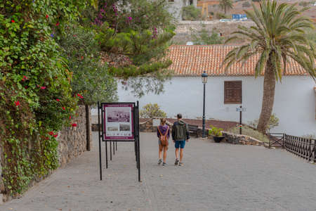 Betancuria, Fuerteventura, Spain: 2020 October 6: Toursit walk in Bentancuria on the island of Fuerteventura in Spain in summer.のeditorial素材
