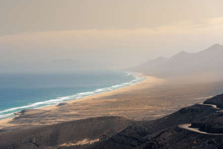Landscape of the Cofete Beaches in Fuerteventura, Spain.