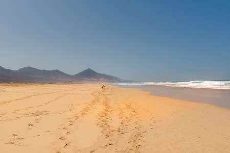 Virgin beaches on the island of Fuerteventura. Cofete beach on the island of Fuerteventura, Spain.