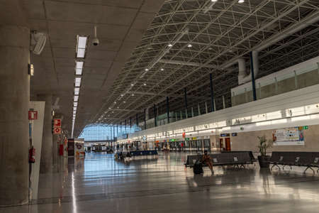 Puerto del Rosario, Fuerteventura, Canary Islands, Spain: October 9, 2020: Interior of the Fuerteventura International Airport empty due to the covid pandemic. October 9, 2010 on Canary Island Fuerteventura.のeditorial素材
