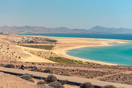 View at Playa de Sotavento, Fuerteventura in Spain in summer.
