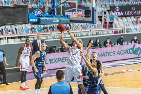 Andorra La Vella, Andorra: 2020 December 9: Players in action on Eurocup Game in Morabanc Andorra...