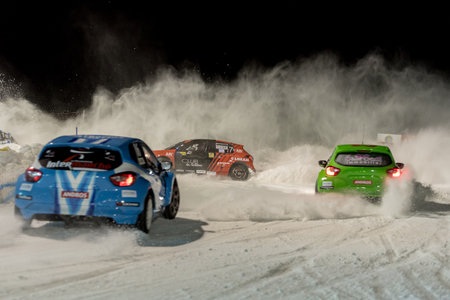 Pas de la Casa, Andorra - December 19 2020: French driver ClÃ©mentine LHOSTE in a PEUGEOT 208 LOXAM race in the eTrophee Andros, on Dec 19, 2020 in Andorra.のeditorial素材