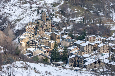 Landscpe in Os de Civis, LLeida, Catalonia, Spain in Winter.の写真素材