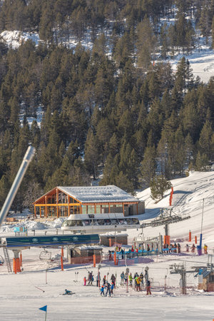 Grandvalira, Andorra: 2021 January 17: Grandvalira ski resort in Grau Roig Andorra in time of COVID19 in winter 2021.のeditorial素材