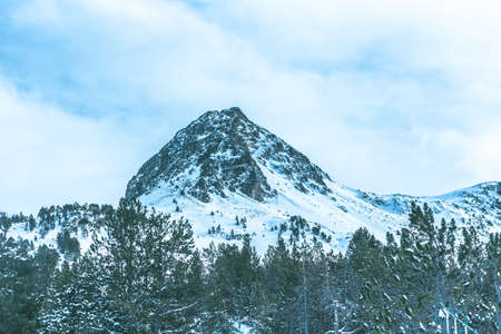 Mountain in the Grandvalira ski station in Andorra in times of covid19 in winter 2020.の写真素材