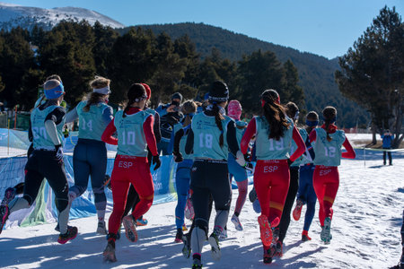 Naturlandia, Andorra: 2021 March 20: Athletes starting in the 2021 World Triathlon Winter Championships Andorraのeditorial素材