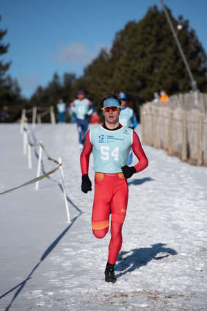 Naturlandia, Andorra: 2021 March 20: David Puertas ESP in the 2021 World Triathlon Winter Championships Andorraのeditorial素材