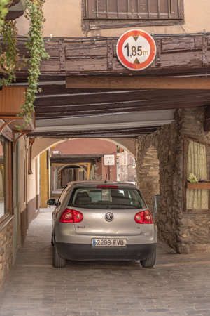 LA SEU D URGELL, CATALONIA - 2021 APRIL 3: View of Catalan town in April 3 in La Seu d Urgell, Catalonia. Town is located in Catalan Pyrenees.のeditorial素材