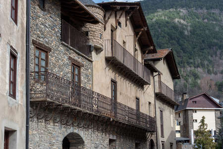 Ordino, Andorra: 2021 March 30: Museum Casa de Areny-Plandolit in spring in Ordino, Andorra in the...