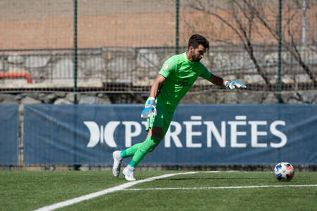 Encamp, Andorra: 2021 April 04: German plays at the Second Division B match Between FC Andorra and Ibiza at the Prada de Moles Stadium on April 4, 2021 in Encamp, Andorraのeditorial素材