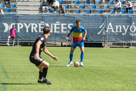 Encamp, Andorra: 2021 April 04: Ruben FCA plays at the Second Division B match Between FC Andorra and Ibiza at the Prada de Moles Stadium on April 4, 2021 in Encamp, Andorraのeditorial素材