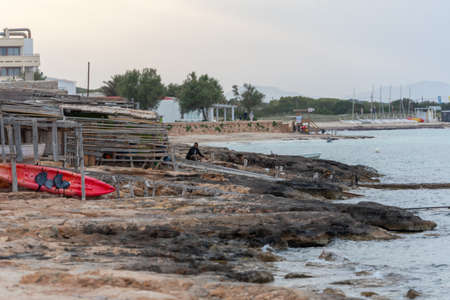 Es Pujols, Formentera, Spain: 2021 June 02: Paseo Maritimo de Es Pujols in Formentera in the Balearic Islands in Spain in the summer of 2021.のeditorial素材